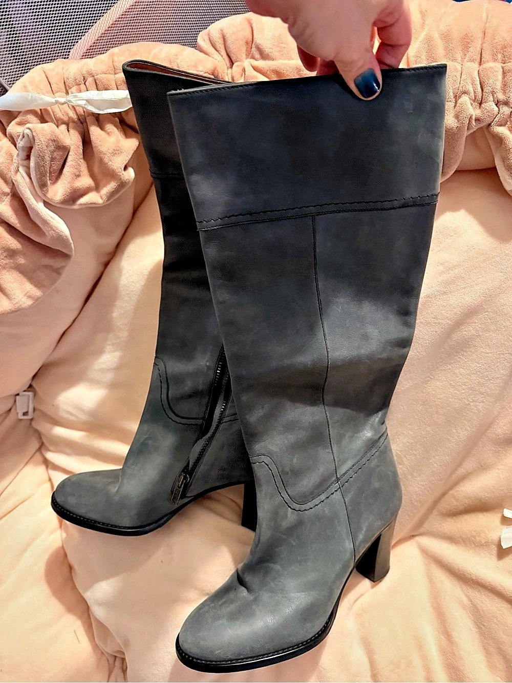 JCrew Women's grey leather Heeled Boots
